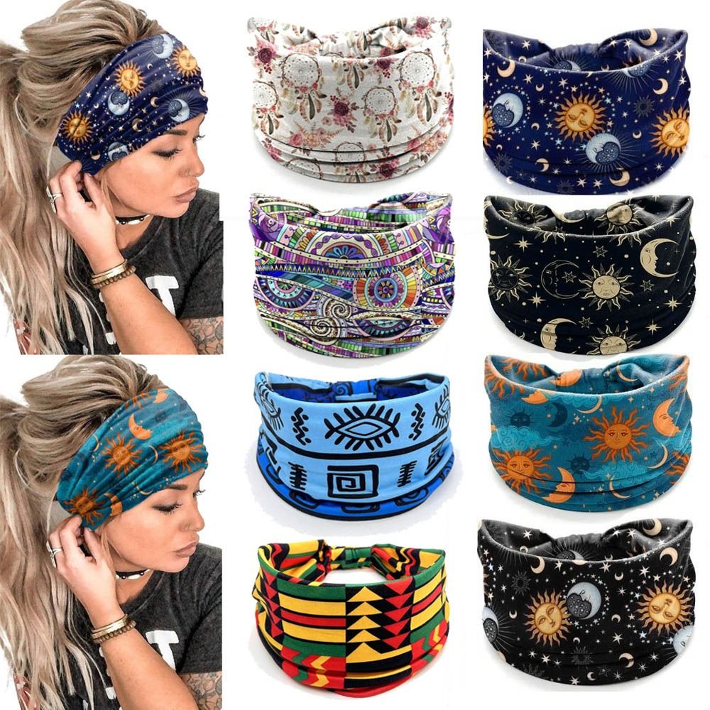 Women'S Yoga Accessories - Nouveaux Bandeaux Élastiques Larges, Turban Vintage