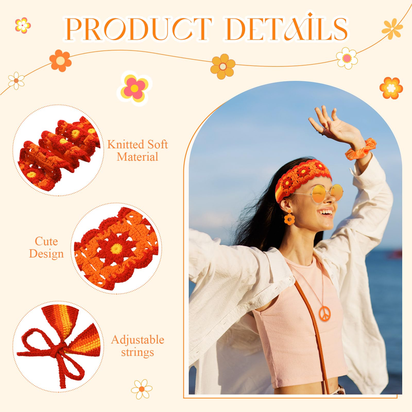 5 pièces d'accessoires hippies - Women'S Accessories In The 60S avis et prix