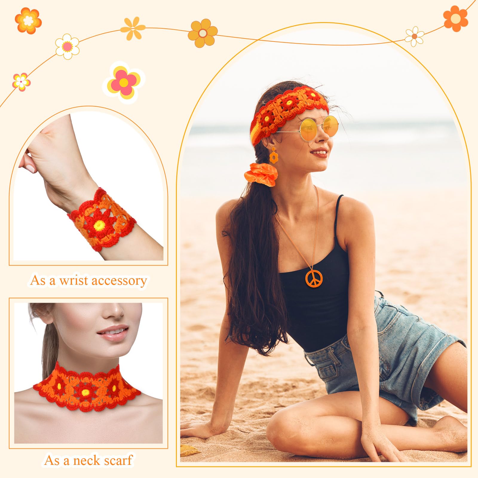 5 pièces d'accessoires hippies - Women'S Accessories In The 60S avis et prix