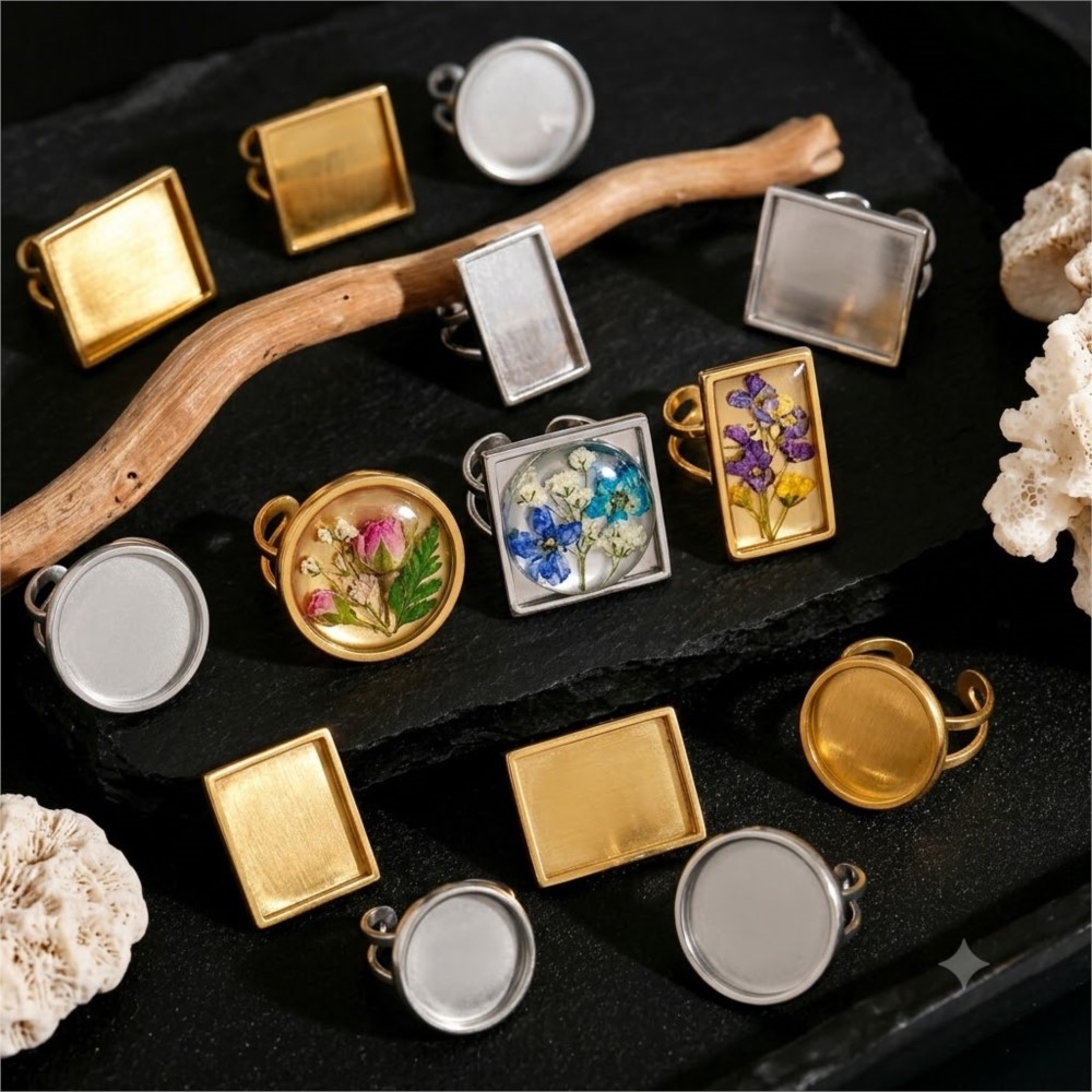 2 pièces Bases carrées plates  - Ring Set Adjustable avis et prix